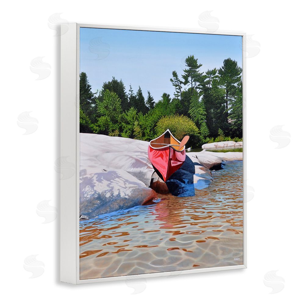 Kenneth M Kirsch Canoe at Water's Edge White Framed Giclee Wall Art Print