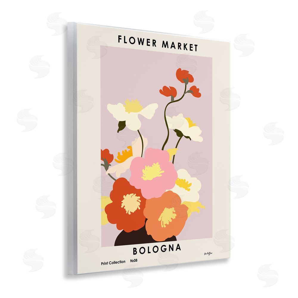 1x Bologna Flower Market Poppies Wooden Wall Plaque Art Print