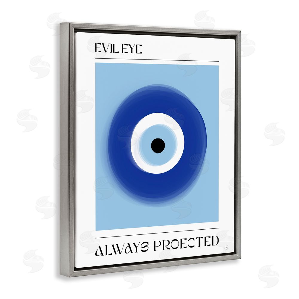 1x Always Protected Nazar Talisman Gray Floating Frame Canvas Wall Art Print