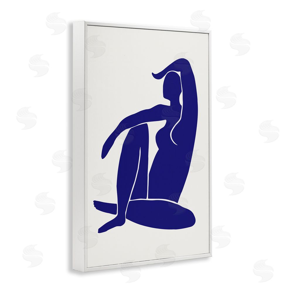 1x Indigo Reclining Female Figure White Framed Giclee Wall Art Print