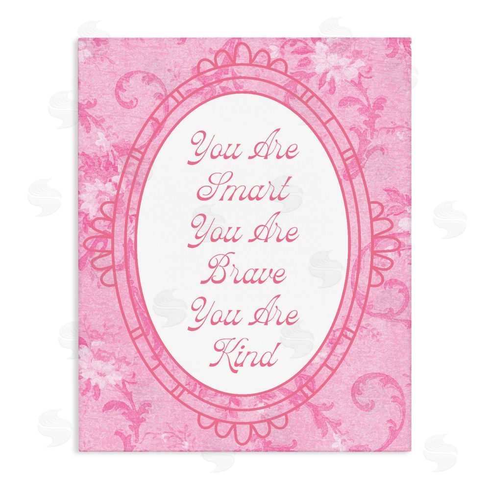 Lil' Rue Smart Brave & Kind Ornate Pink Stretched Canvas Wall Art Print