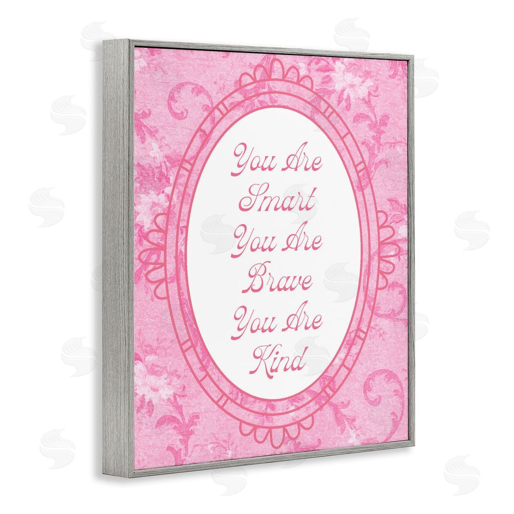 Lil' Rue Smart Brave & Kind Ornate Pink Gray Framed Giclee Wall Art Print