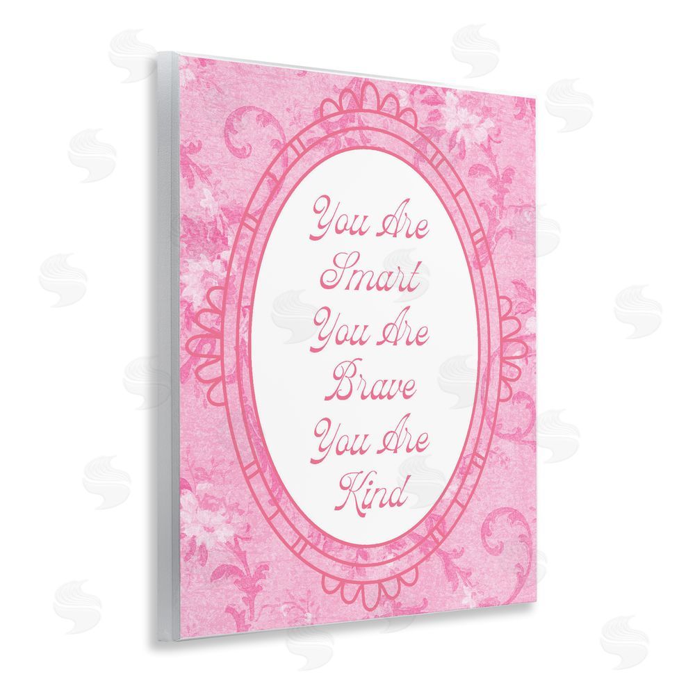Lil' Rue Smart Brave & Kind Ornate Pink Wall Plaque Printed Art