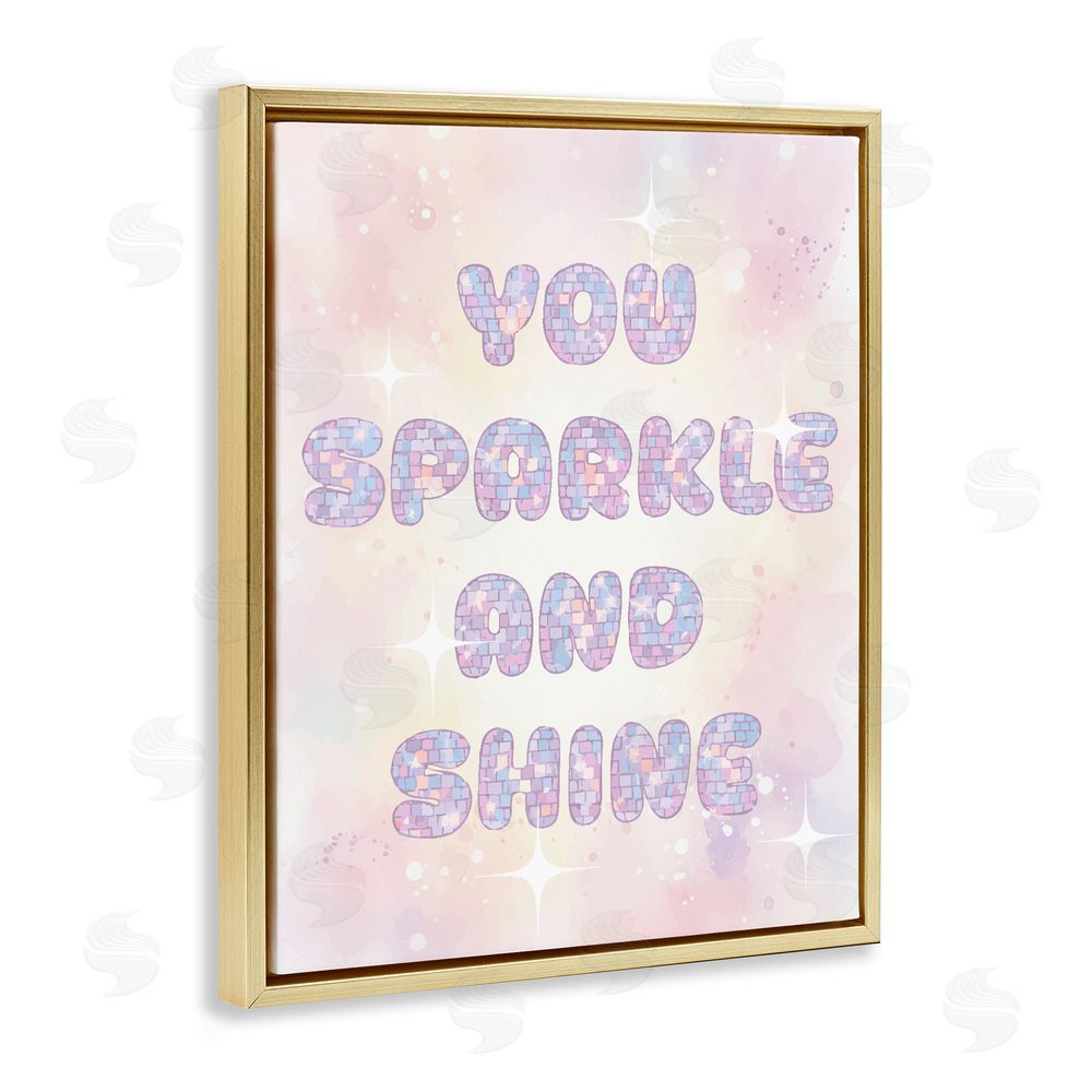 Lil' Rue You Sparkle And Shine Pastels Gold Floating Framed Canvas Wall Art Print