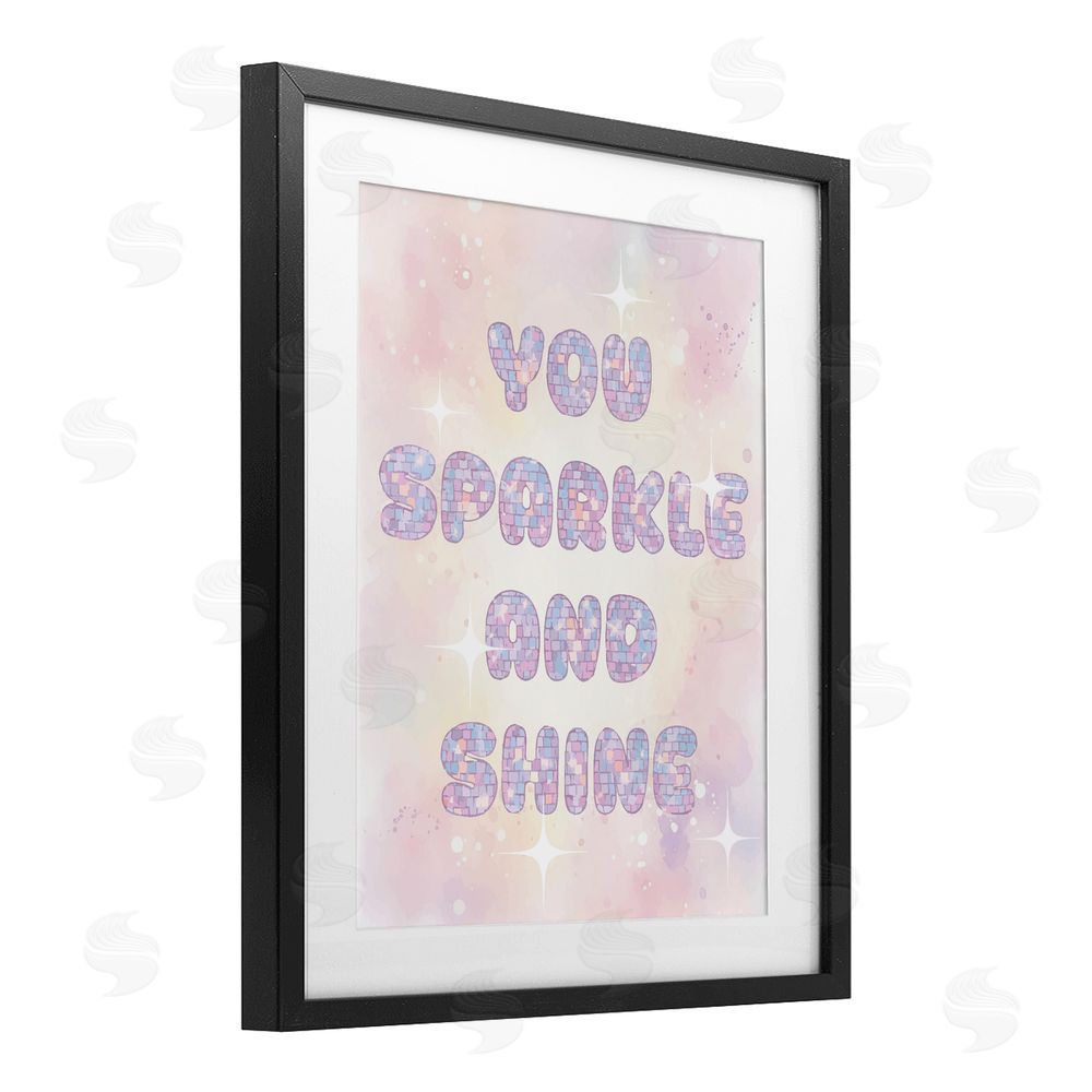 Lil' Rue You Sparkle And Shine Pastels Black Framed Print Under Glass with White Mat Wall Art