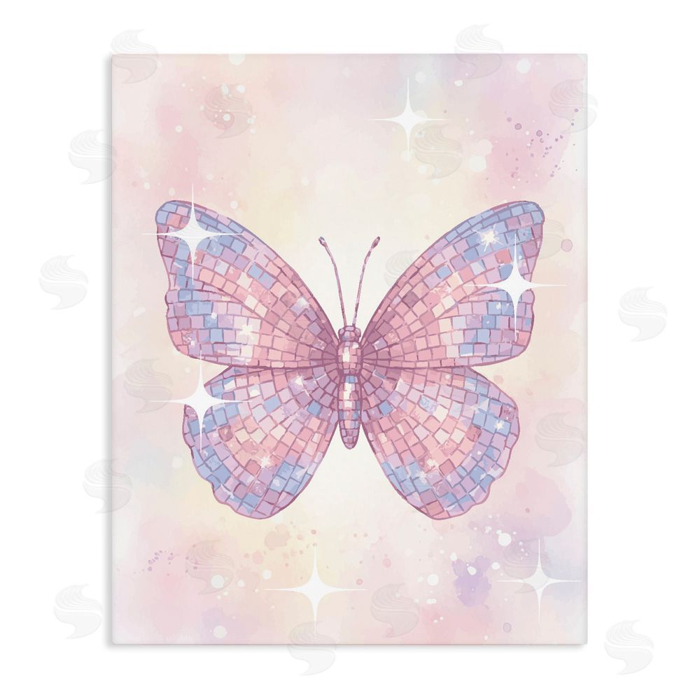 Lil' Rue Delicate Disco Butterfly Stretched Canvas Wall Art