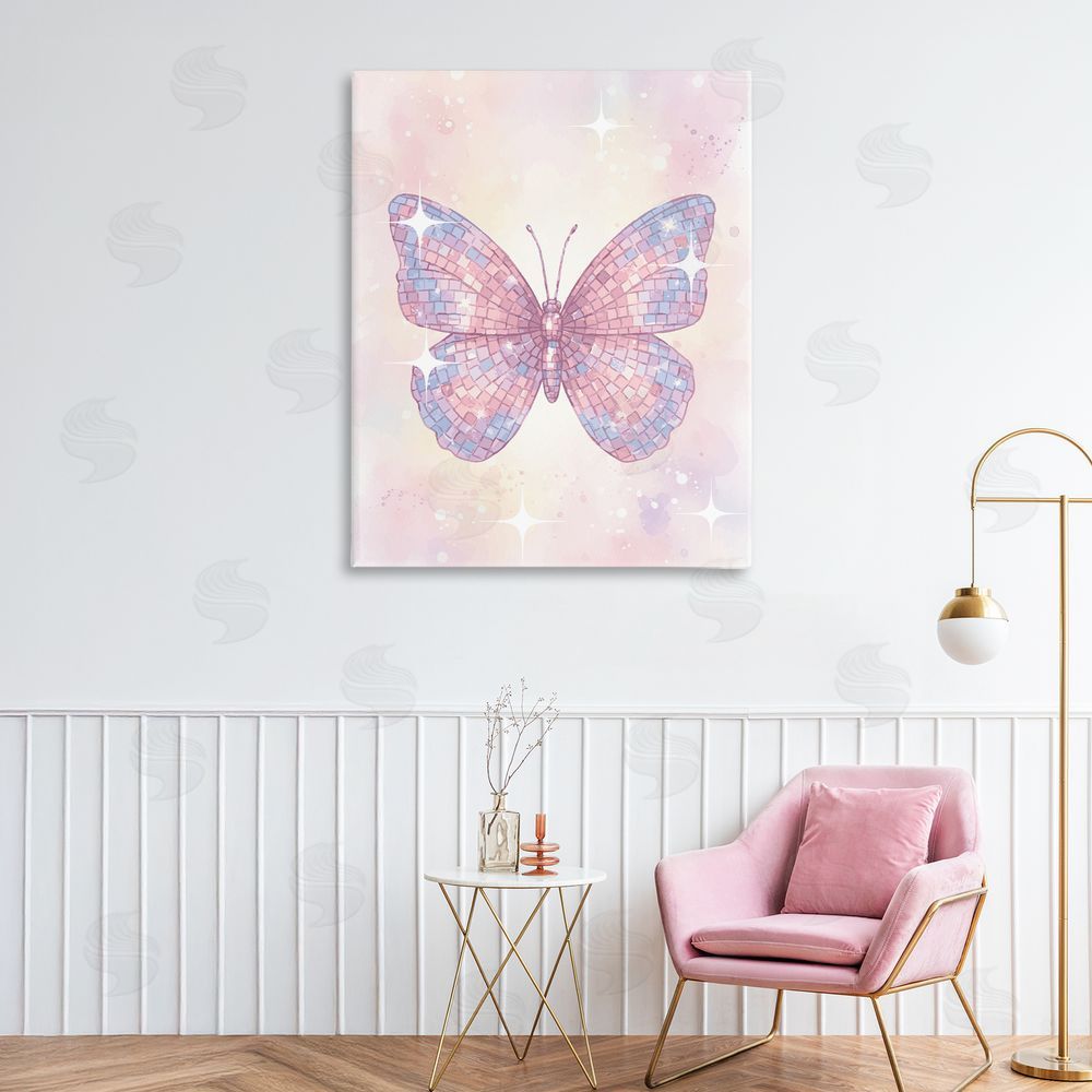 Lil' Rue Delicate Disco Butterfly Stretched Canvas Wall Art in Room