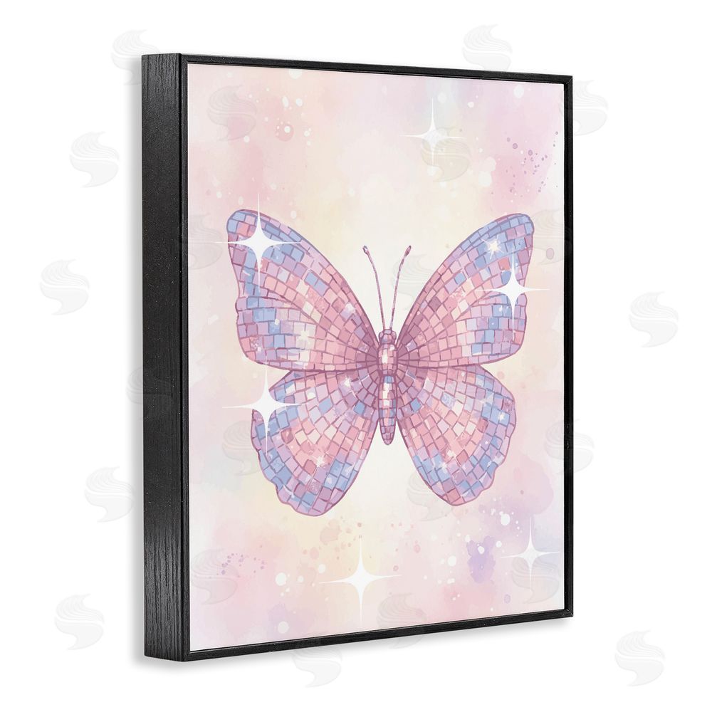 Lil' Rue Delicate Disco Butterfly Black Framed Giclee Wall Art Print