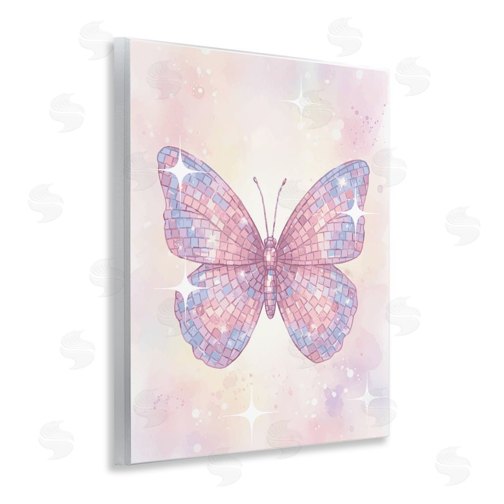 Lil' Rue Delicate Disco Butterfly Wall Plaque with Fixed Lithograph Print