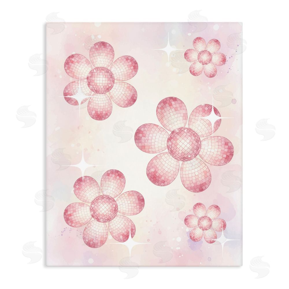 Lil' Rue Disco Ball Floral Patterns Stretched Canvas Wall Art
