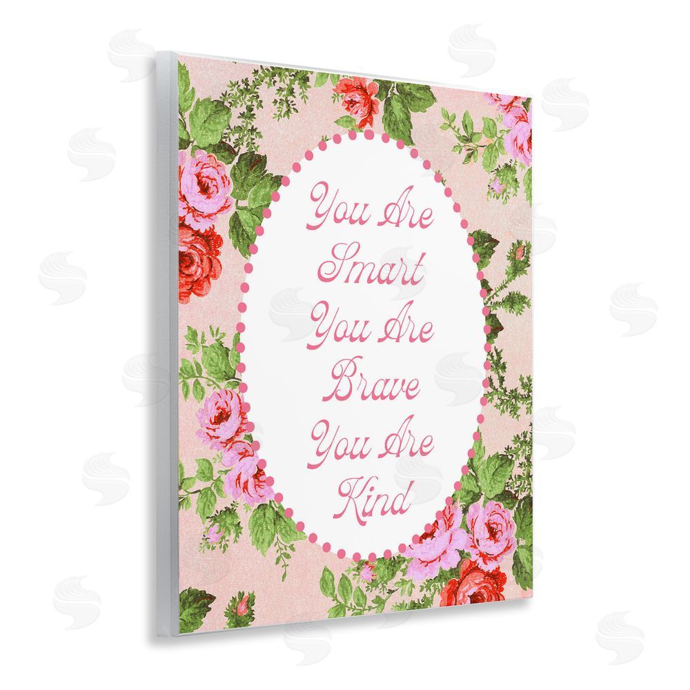 Lil' Rue Smart Brave & Kind with Vintage Florals Wall Plaque Printed Art
