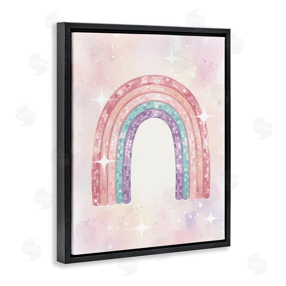 Daphne Polselli Pastel Disco Rainbow Sparkles Black Floating Framed Canvas Wall Art