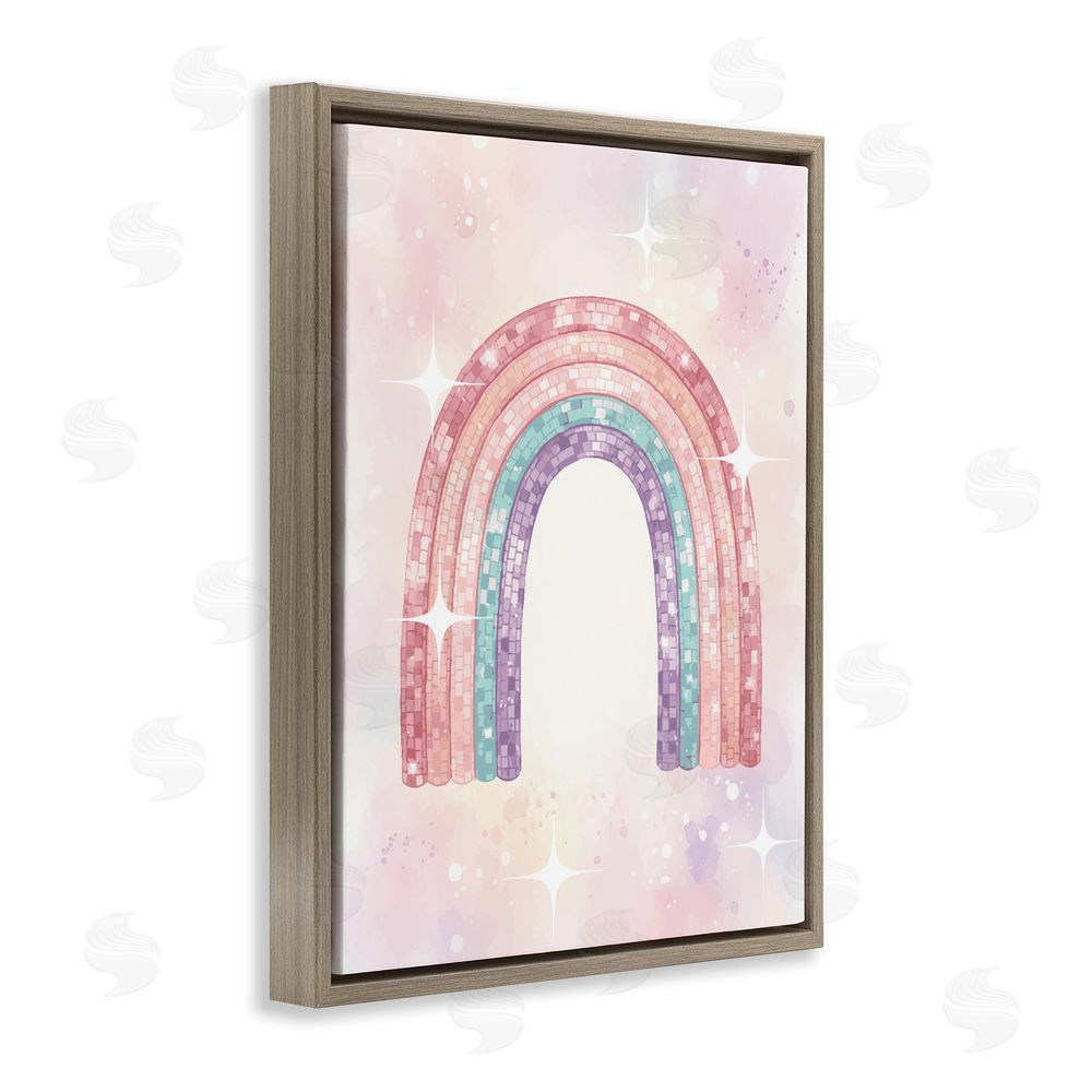 Daphne Polselli Pastel Disco Rainbow Sparkles Brown Floating Framed Canvas Wall Art