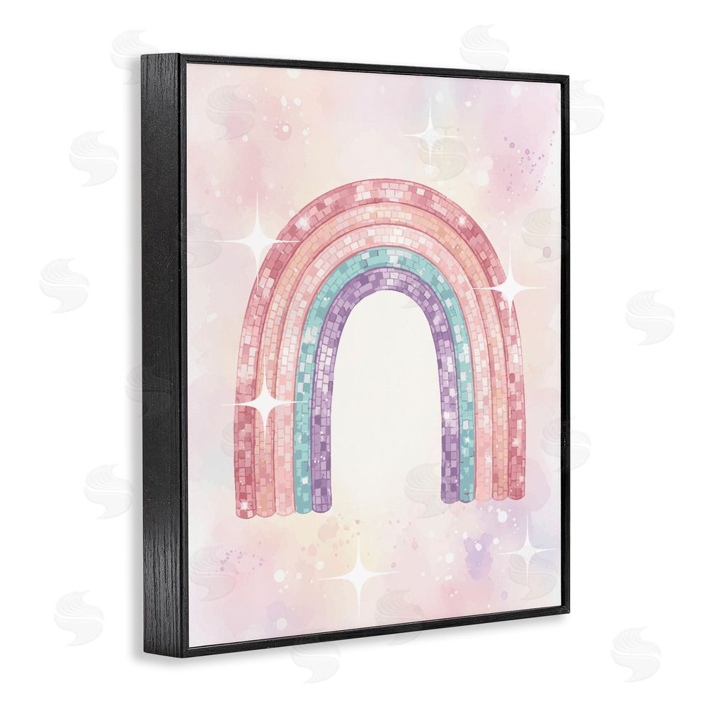 Daphne Polselli Pastel Disco Rainbow Sparkles Black Framed Giclee Wall Art