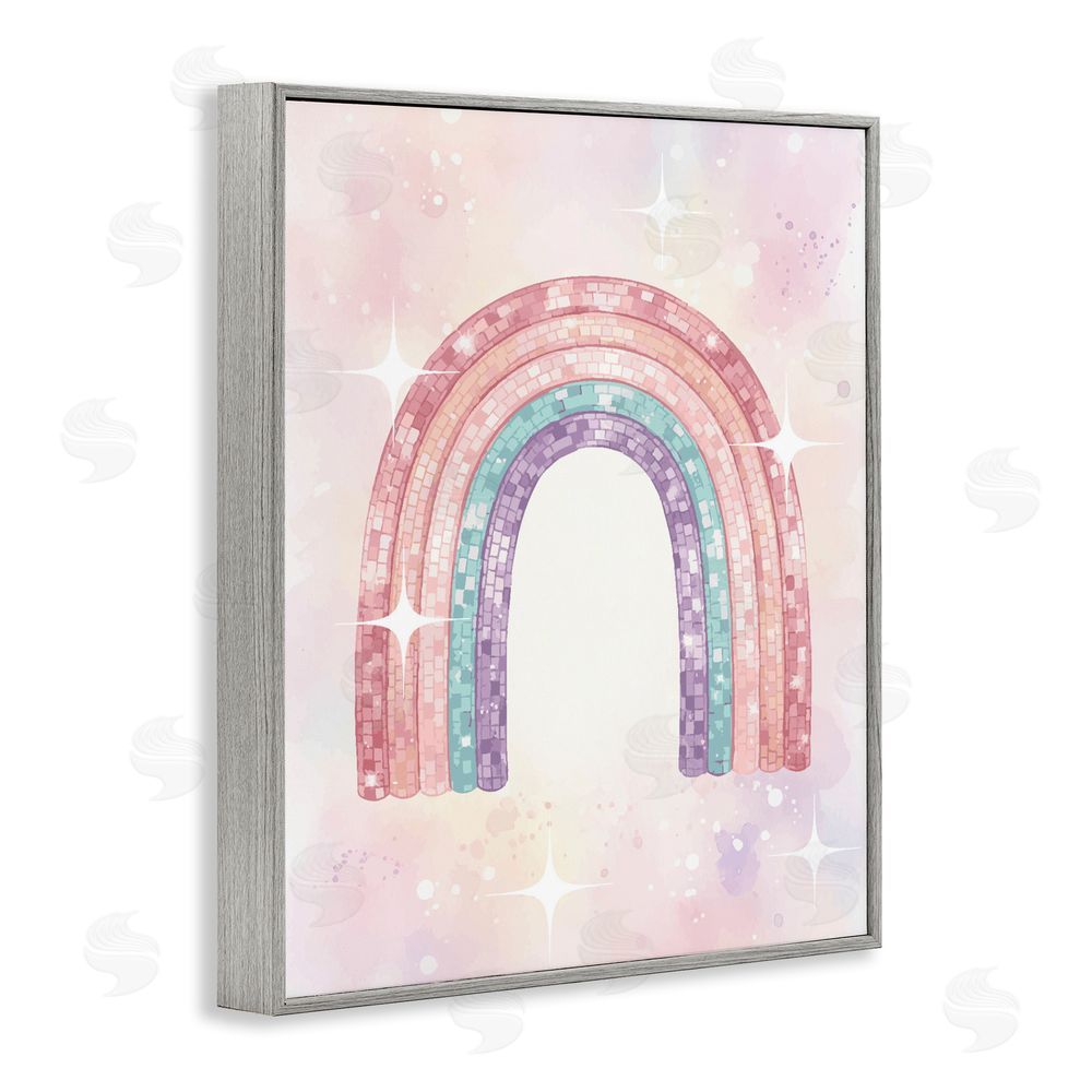 Daphne Polselli Pastel Disco Rainbow Sparkles Gray Framed Giclee Wall Art