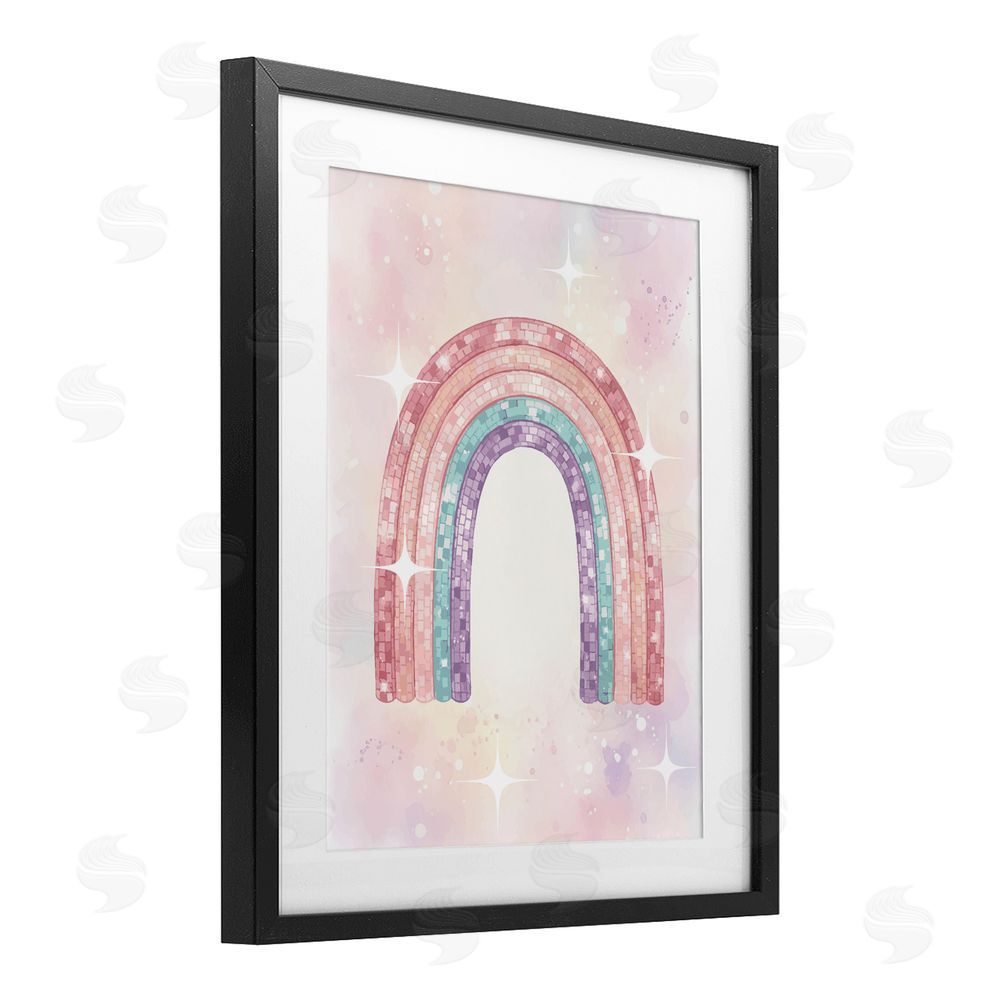 Daphne Polselli Pastel Disco Rainbow Sparkles Black Framed Print Under Glass Wall Art