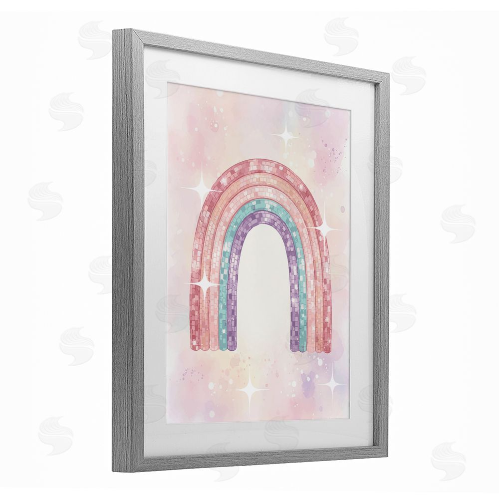 Daphne Polselli Pastel Disco Rainbow Sparkles Gray Framed Print Under Glass Wall Art