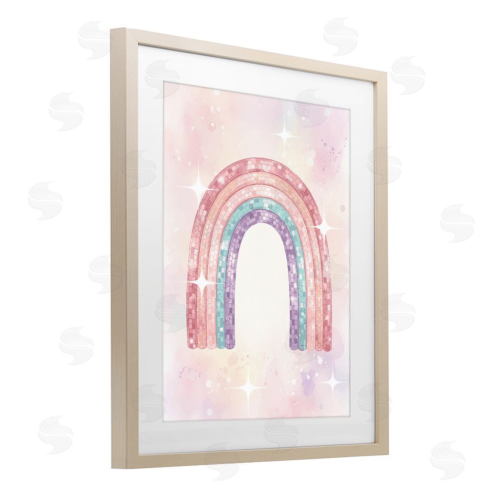 Daphne Polselli Pastel Disco Rainbow Sparkles Brown Framed Print Under Glass Wall Art