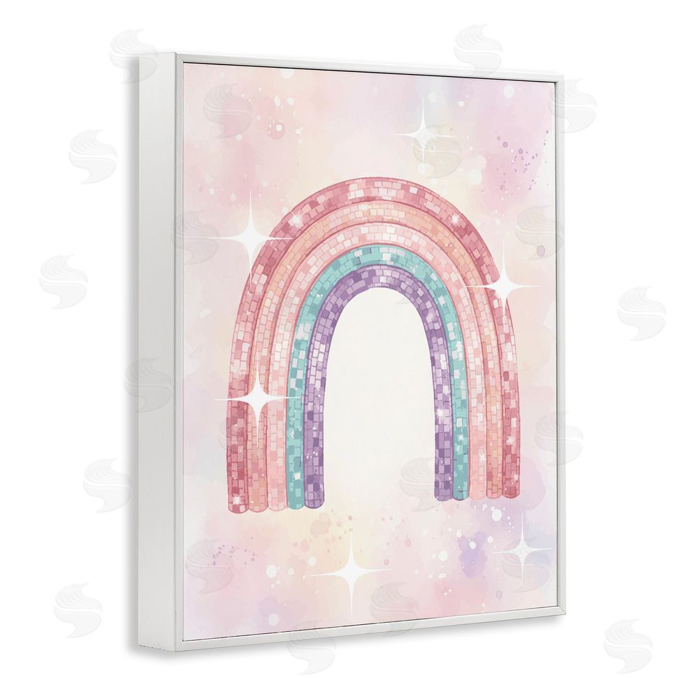 Daphne Polselli Pastel Disco Rainbow Sparkles White Framed Giclee Wall Art
