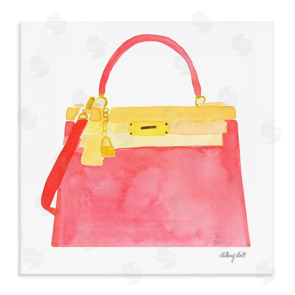 Hillary Holt Elegant Coral Handbag Stretched Canvas Wall Art Print