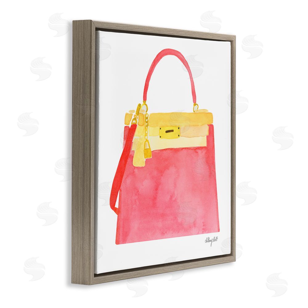 Hillary Holt Elegant Coral Handbag Brown Floating Frame Canvas Wall Art Print