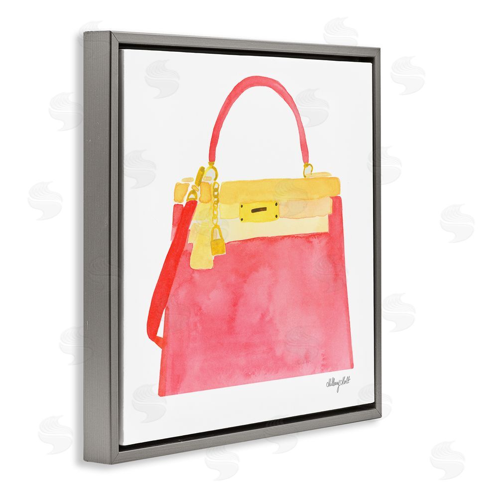 Hillary Holt Elegant Coral Handbag Gray Floating Frame Canvas Wall Art Print