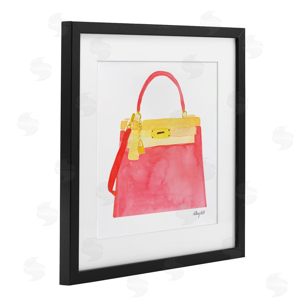 Hillary Holt Elegant Coral Handbag Black Framed Print Under Glass Wall Art