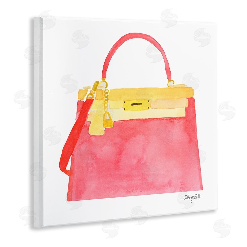 Hillary Holt Elegant Coral Handbag Wooden Wall Plaque Art Print
