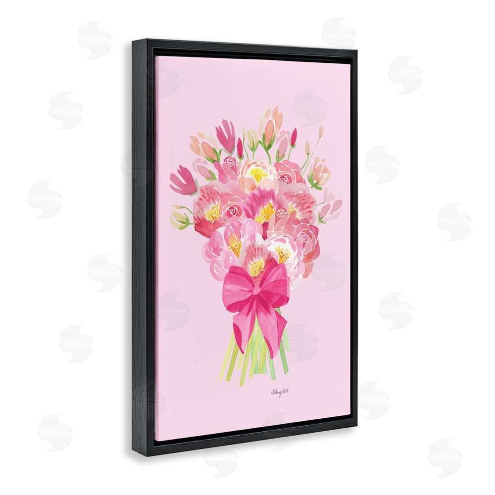 Hillary Holt Romantic Blushing Peonies Black Floating Frame Canvas Wall Art Print