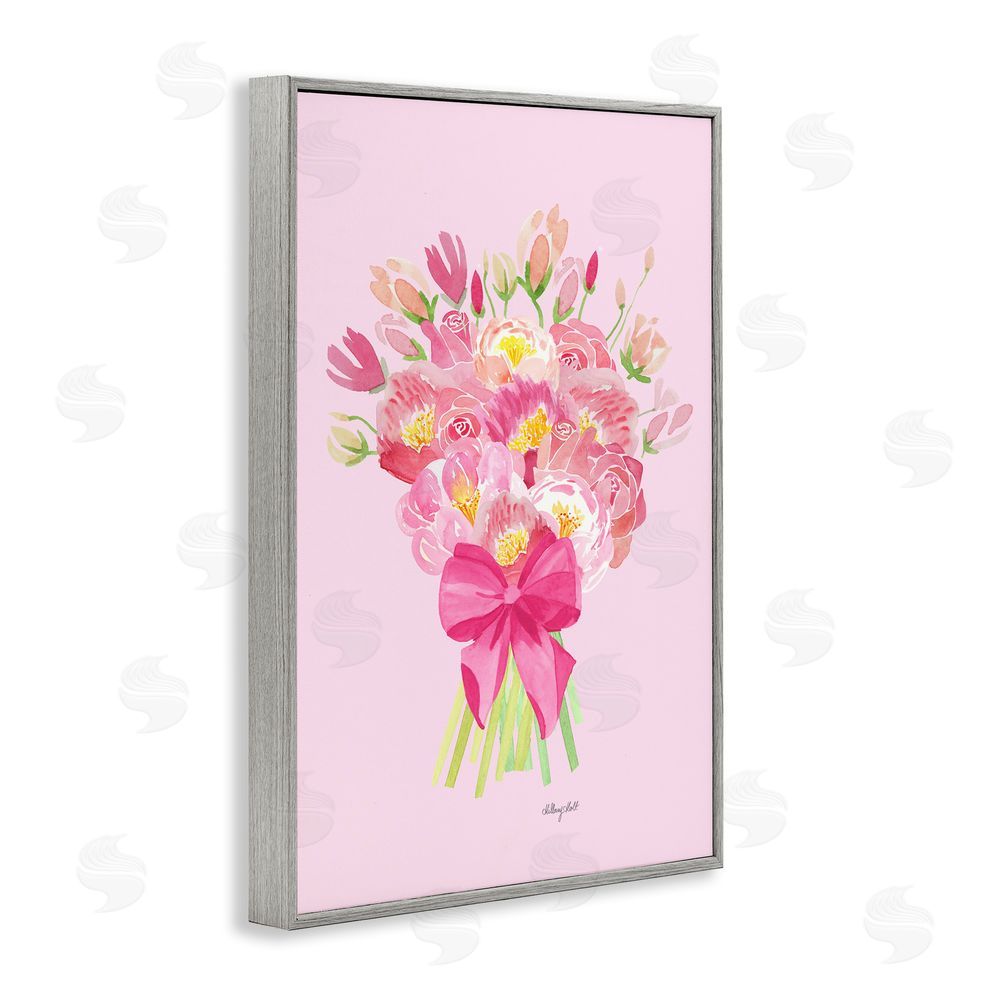 Hillary Holt Romantic Blushing Peonies Gray Framed Giclee Wall Art Print