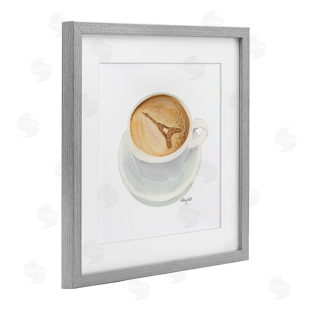 Hillary Holt Eiffel Tower Latte Gray Framed Print Under Glass Wall Art