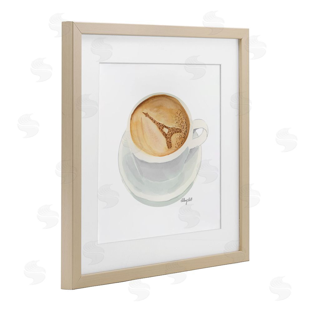 Hillary Holt Eiffel Tower Latte Brown Framed Print Under Glass Wall Art