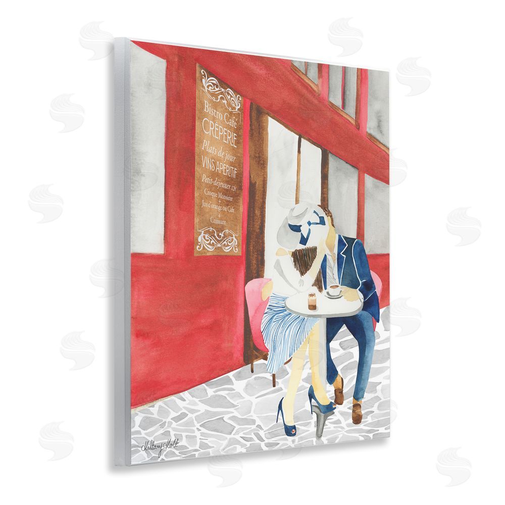 Hillary Holt Kiss At Parisian Cafe Wooden Wall Plaque Art Print