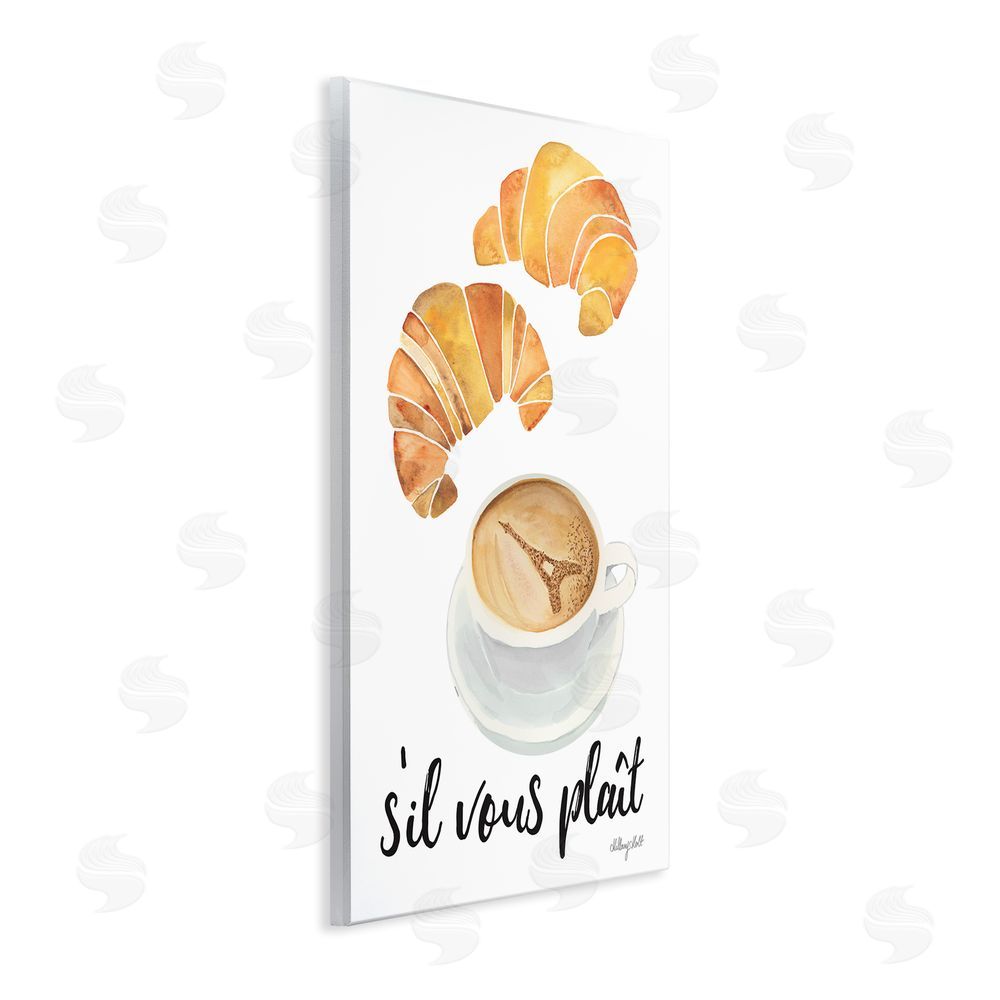 Hillary Holt Paris Croissant and Coffee Wooden Wall Plaque Art Print