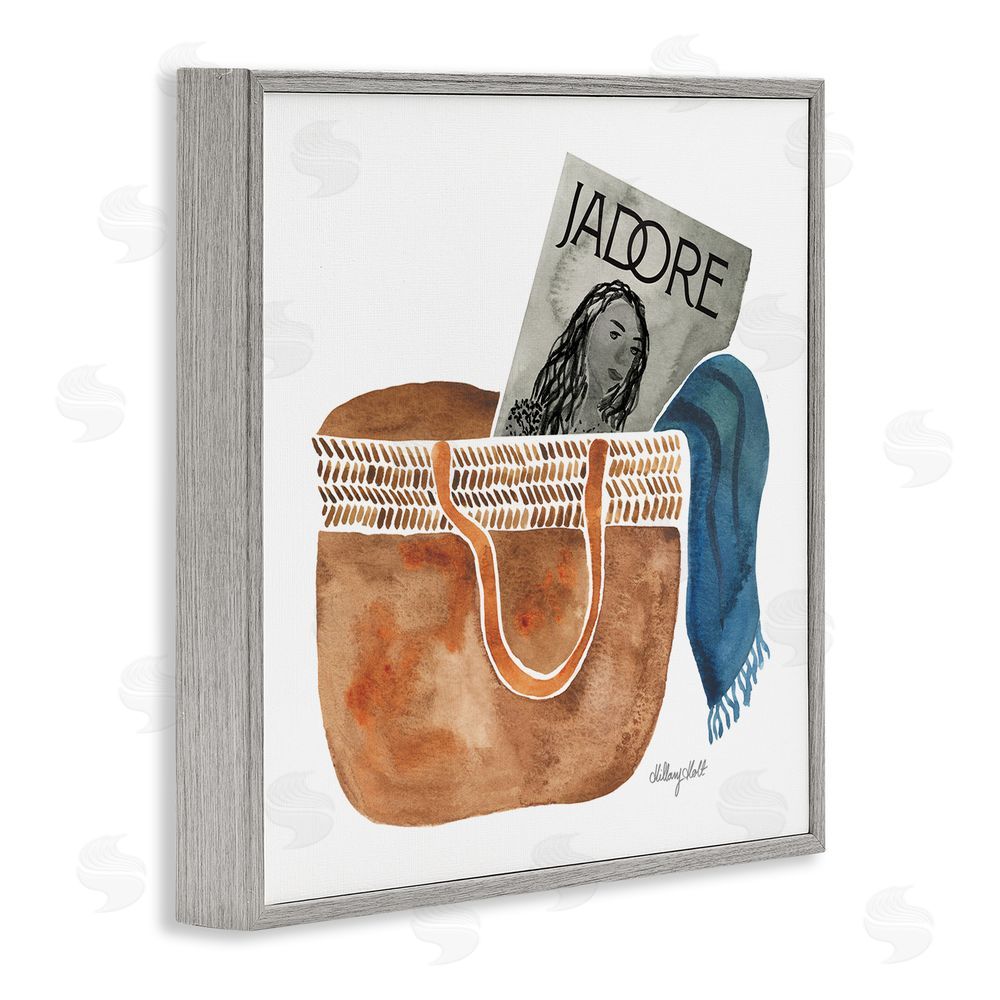 Hillary Holt Tote & Fashion Magazine Gray Framed Giclee Wall Art Print