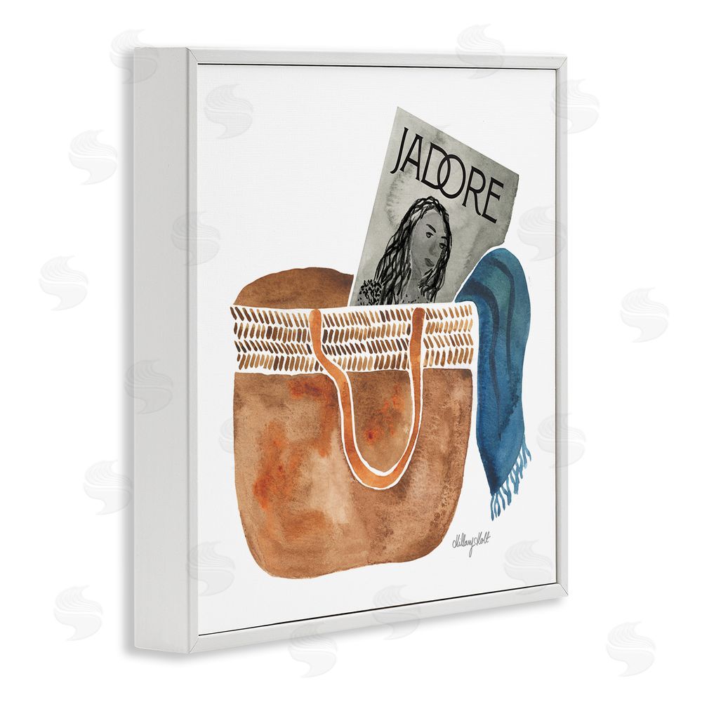 Hillary Holt Tote & Fashion Magazine White Framed Giclee Wall Art Print