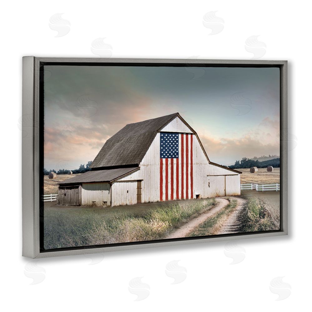 CAD Designs Land That I Love Barn Gray Floating Frame Canvas Wall Art Print