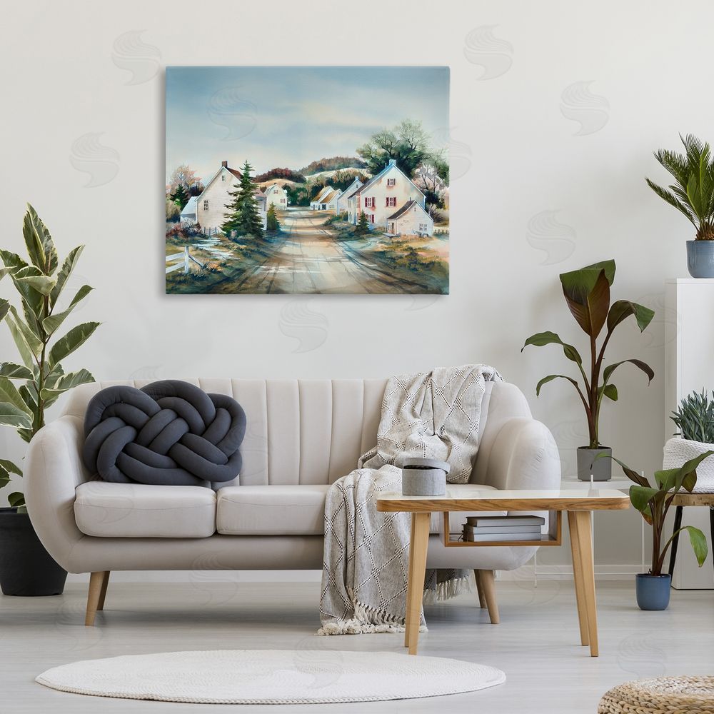 Owen Wexler Tranquil Village Road & Houses Stretched Canvas Wall Art in Room