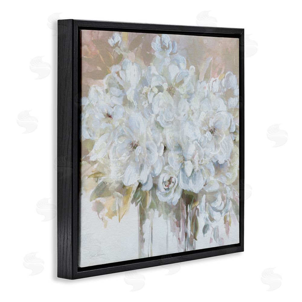 Carol Robinson Soft White Bouquet Serenity Black Floating Frame Canvas Wall Art Print