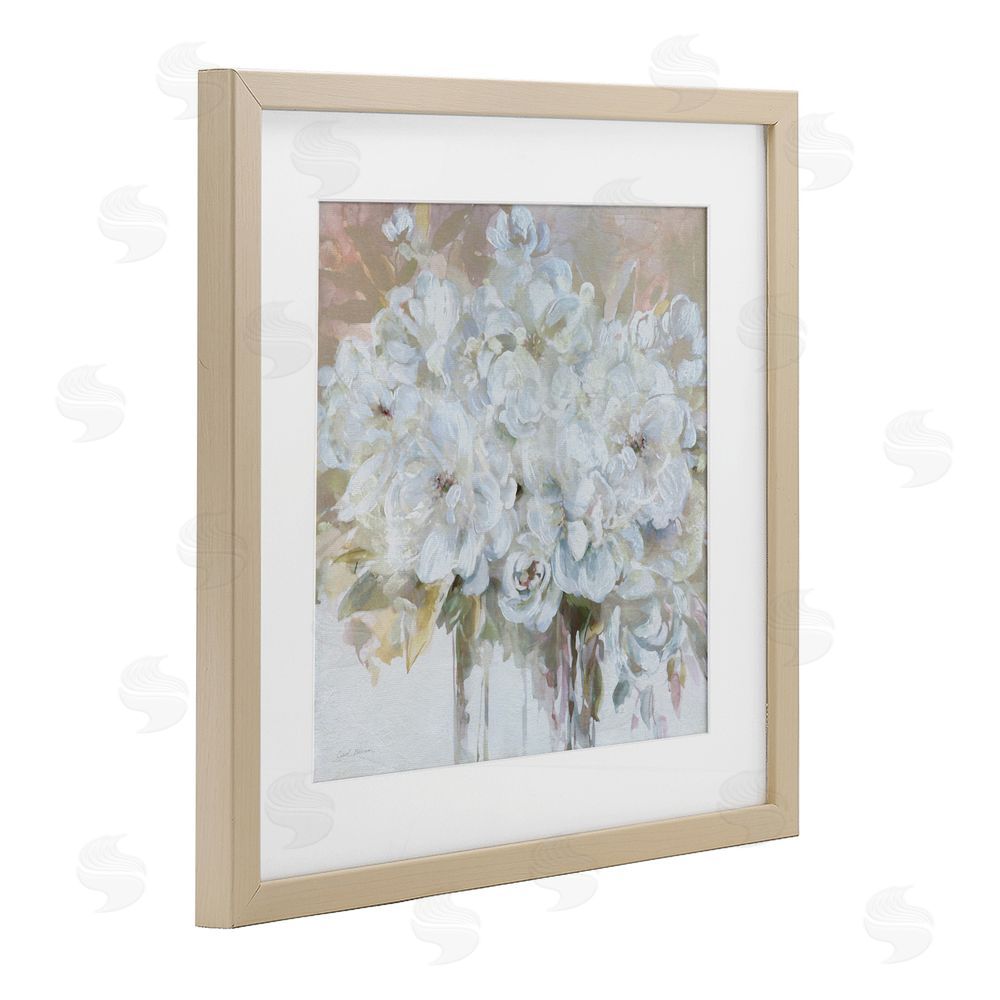 Carol Robinson Soft White Bouquet Serenity Brown Framed Print Under Glass Wall Art