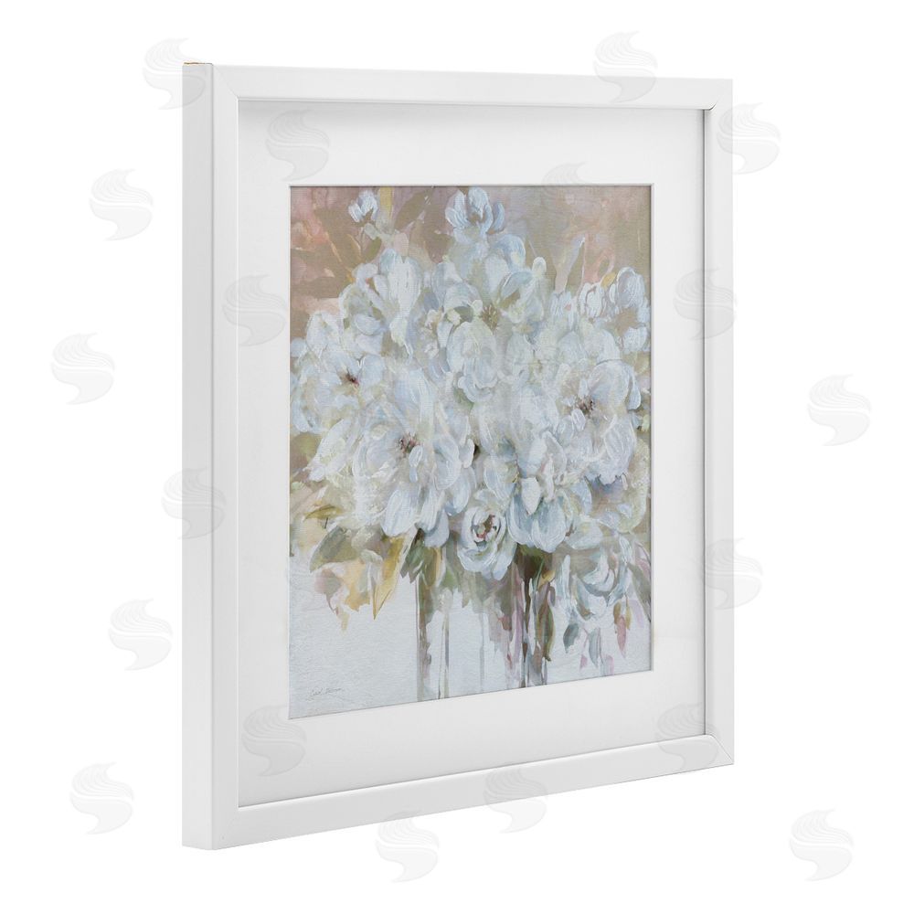Carol Robinson Soft White Bouquet Serenity White Framed Print Under Glass Wall Art