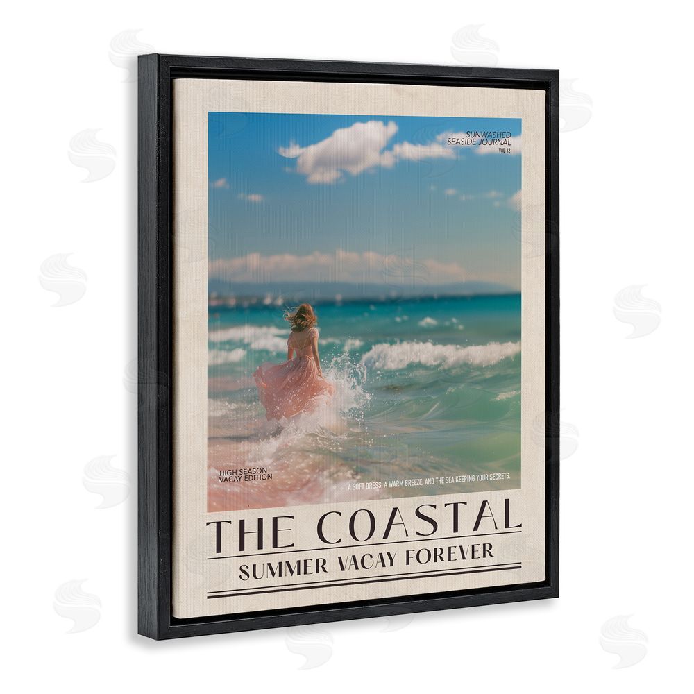 A Barefoot Stylist Coastal Summer Vacay Forever Black Floating Frame Canvas Wall Art Print