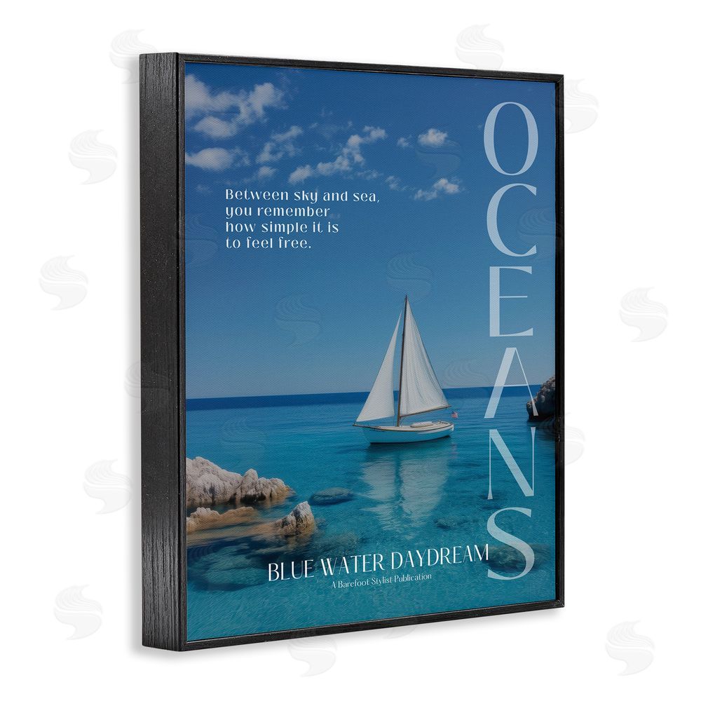 A Barefoot Stylist Blue Water Daydream Magazine Black Framed Giclee Wall Art Print