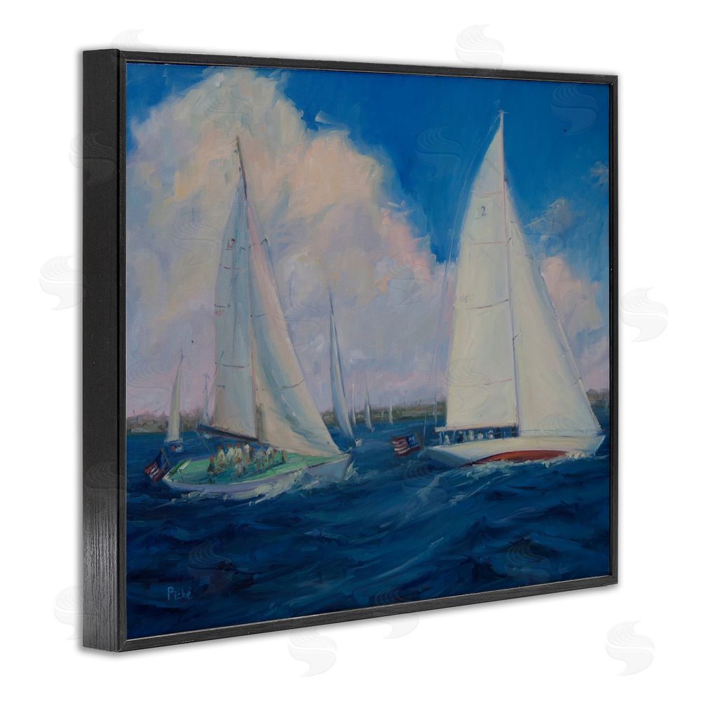 Vanessa Piche Race Day Sailing Regatta Black Framed Giclee Wall Art Print