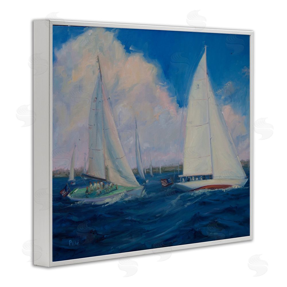 Vanessa Piche Race Day Sailing Regatta White Framed Giclee Wall Art Print
