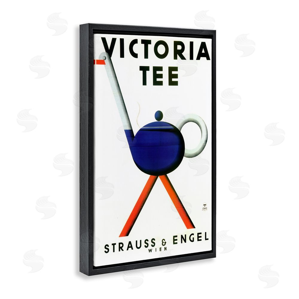 Vintage Hustle Retro Teapot Vintage Poster Black Floating Frame Canvas Wall Art Print