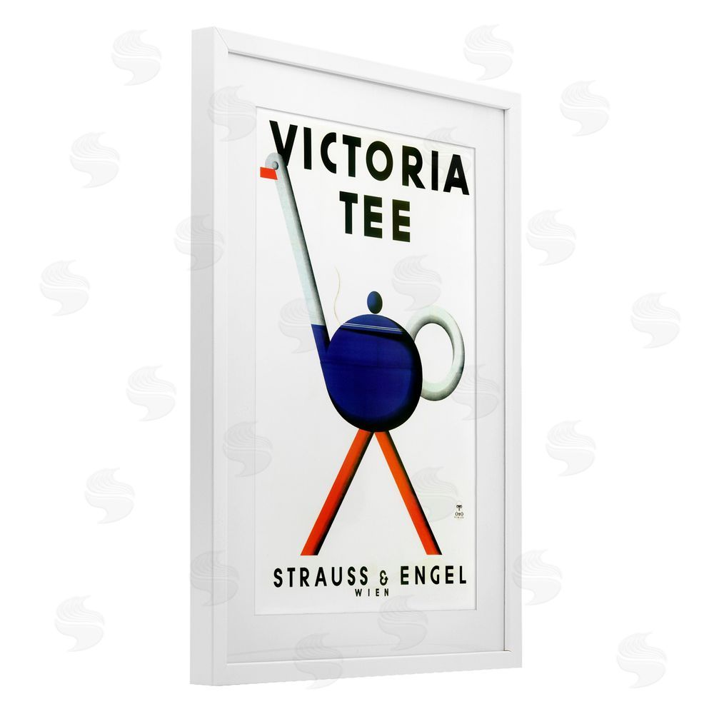 Vintage Hustle Retro Teapot Vintage Poster White Framed Print Under Glass Wall Art