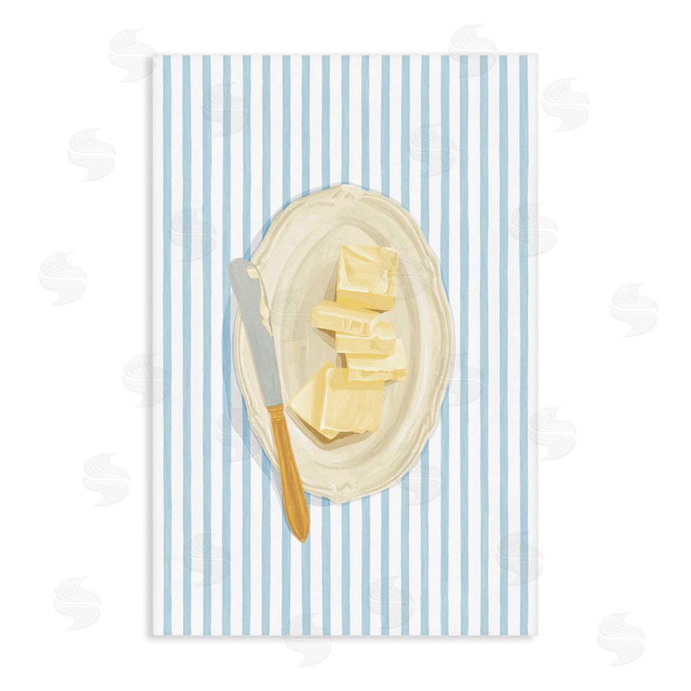 Veronica Lara Butter Dish & Knife Stretched Canvas Wall Art Print