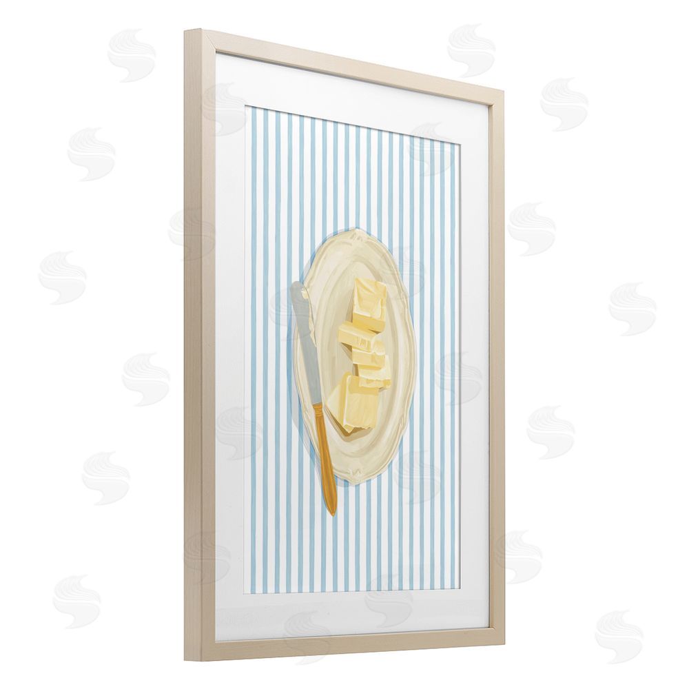 Veronica Lara Butter Dish & Knife Brown Framed Print Under Glass Wall Art