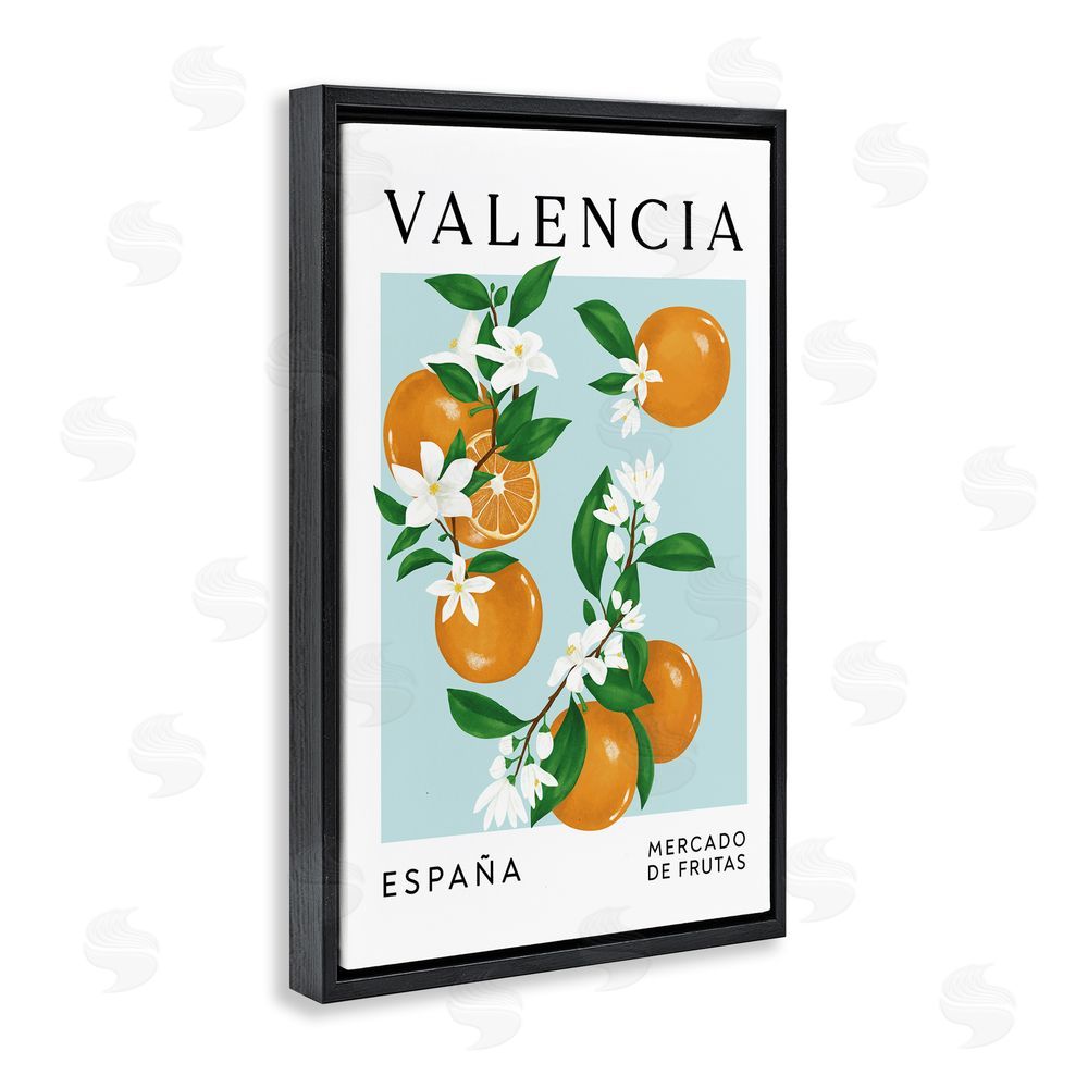 Veronica Lara Naranjas De Valencia Fruit Market Black Floating Frame Canvas Wall Art Print